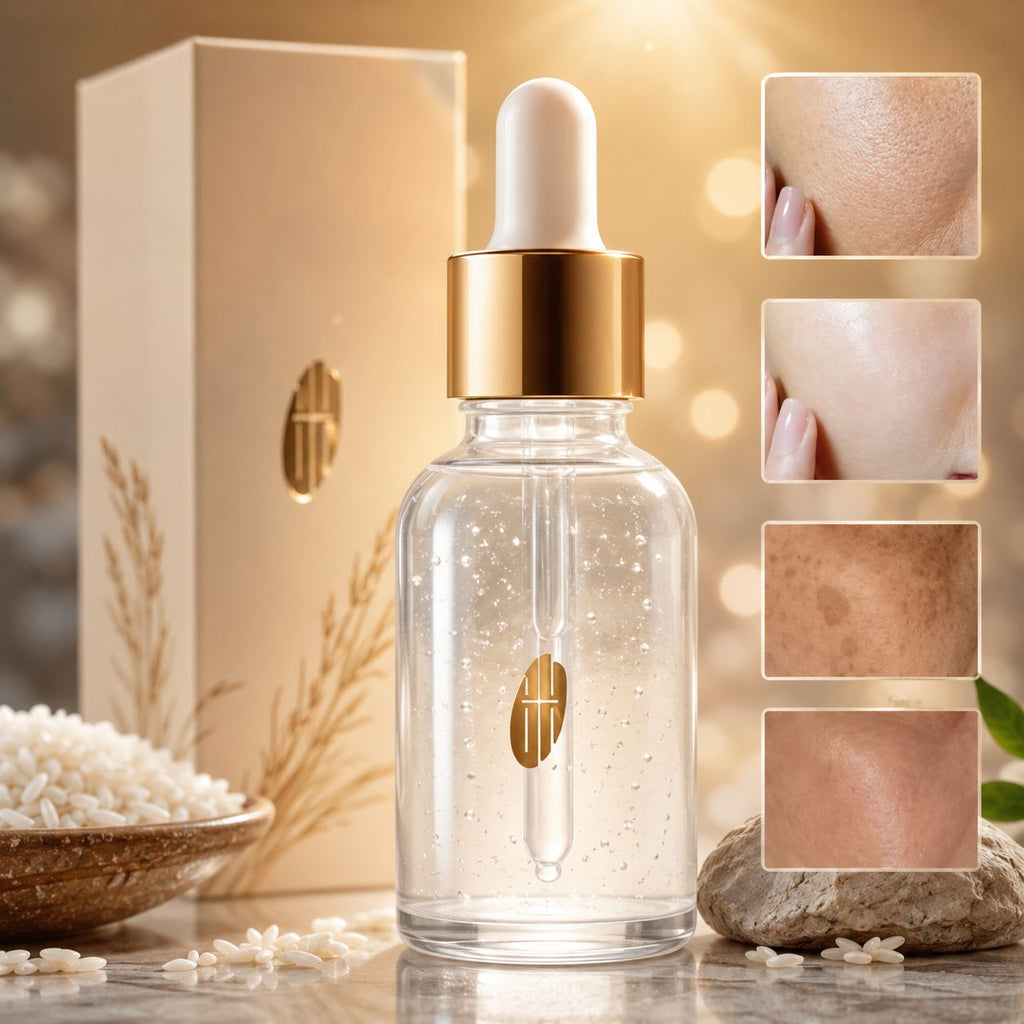 White Rice Essence™ — Sérum de Arroz Blanco + Ácido Hialurónico | Hidratación Profunda y Glow Natural