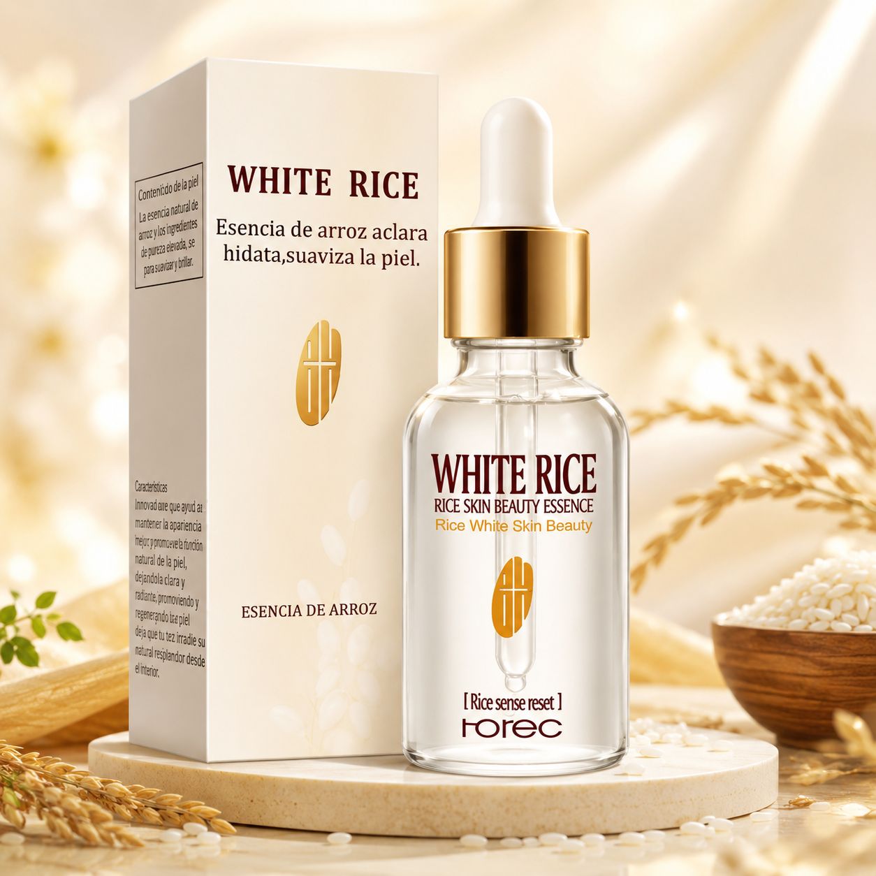 White Rice Essence™ — Sérum de Arroz Blanco + Ácido Hialurónico | Hidratación Profunda y Glow Natural
