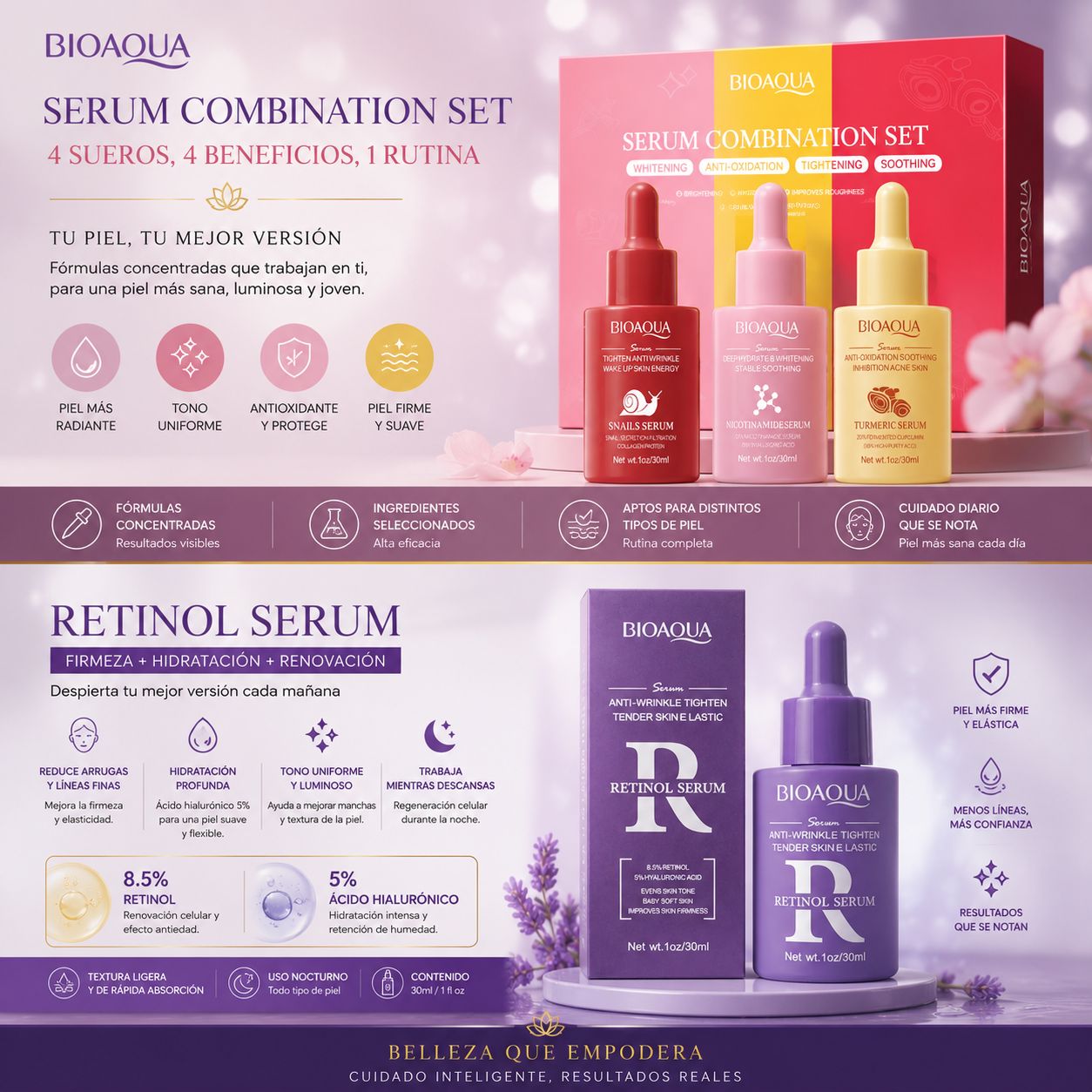 Serum Combination Set Bioaqua Antiedad + Retinol